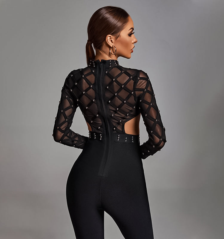 Ava Bandage Jumpsuit in Black - LE COLLET