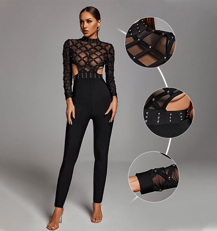 Ava Bandage Jumpsuit in Black - LE COLLET